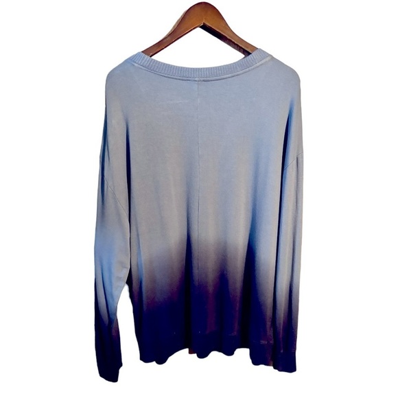 NEW Blue Gray Ombré Knit Sweater Size XXL Long Sleeve Round Neck Knit Jersey - Picture 2 of 8